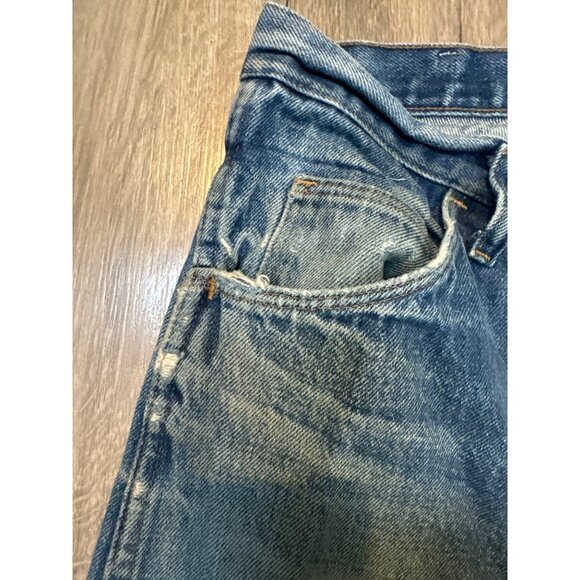 Vintage Rustler 32x30 Blue Denim Jeans Straight Leg Distressed Style Made In Mex - Picture 4 of 12